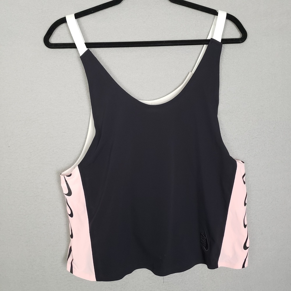 Nike City‎ Ready Colorblock Muscle Tank Top Black Pastel Pink Logo Swoosh Size S